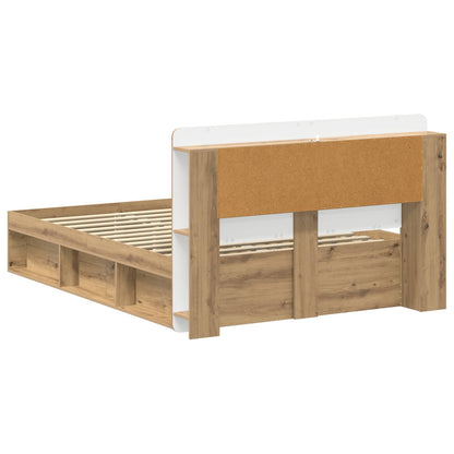 vidaXL Bed Frame with Storage Artisan Oak 140 x 190 cm Engineered Wood