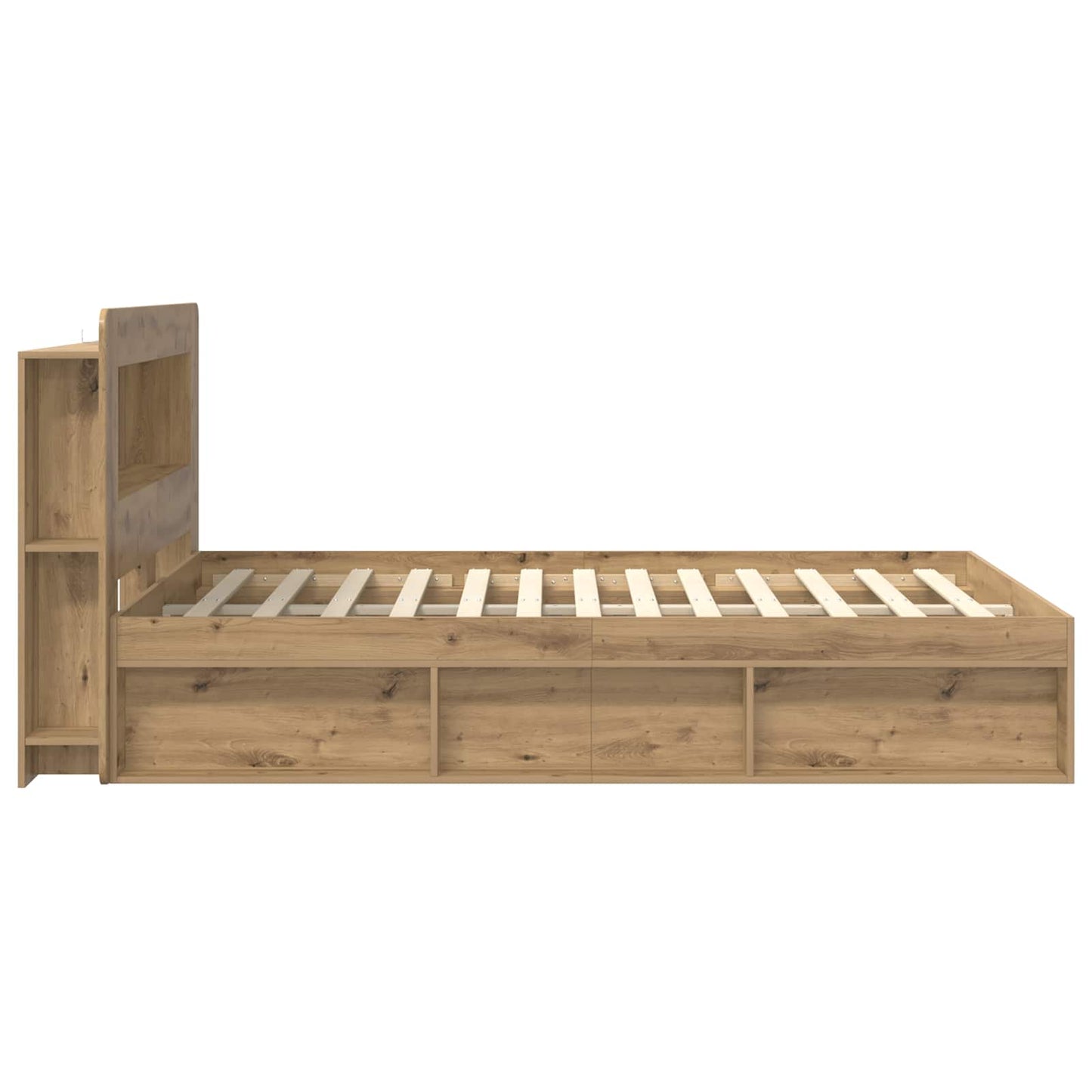 vidaXL Bed Frame with Storage Artisan Oak 140 x 190 cm Engineered Wood