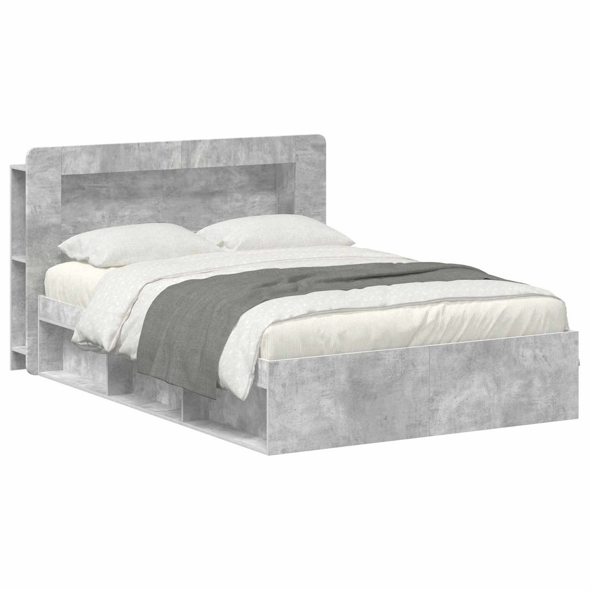 vidaXL Bed Frame with Storage Concrete Grey 140 x 190 cm