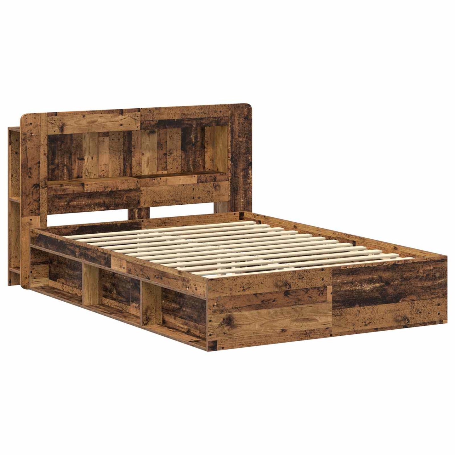 vidaXL Bed Frame with Storage Old Wood 140 x 190 cm Engineered Wood