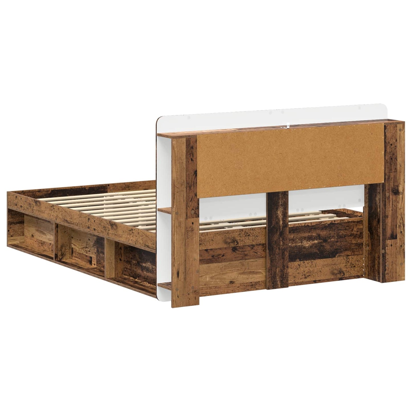 vidaXL Bed Frame with Storage Old Wood 140 x 190 cm Engineered Wood