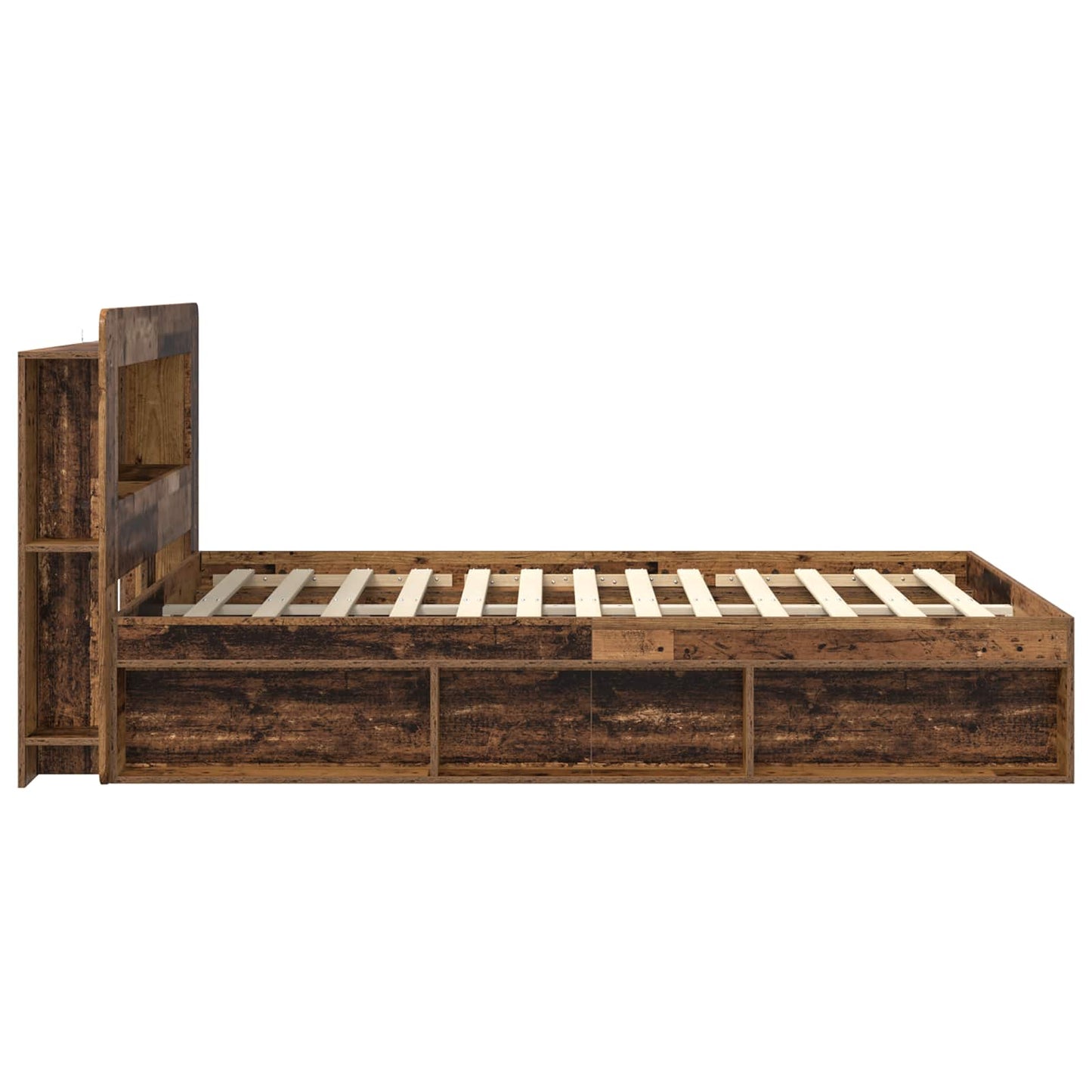 vidaXL Bed Frame with Storage Old Wood 140 x 190 cm Engineered Wood