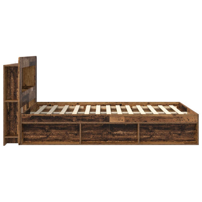 vidaXL Bed Frame with Storage Old Wood 140 x 190 cm Engineered Wood