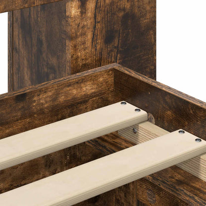 vidaXL Bed Frame with Storage Smoked Oak 140 x 190 cm Engineered Wood