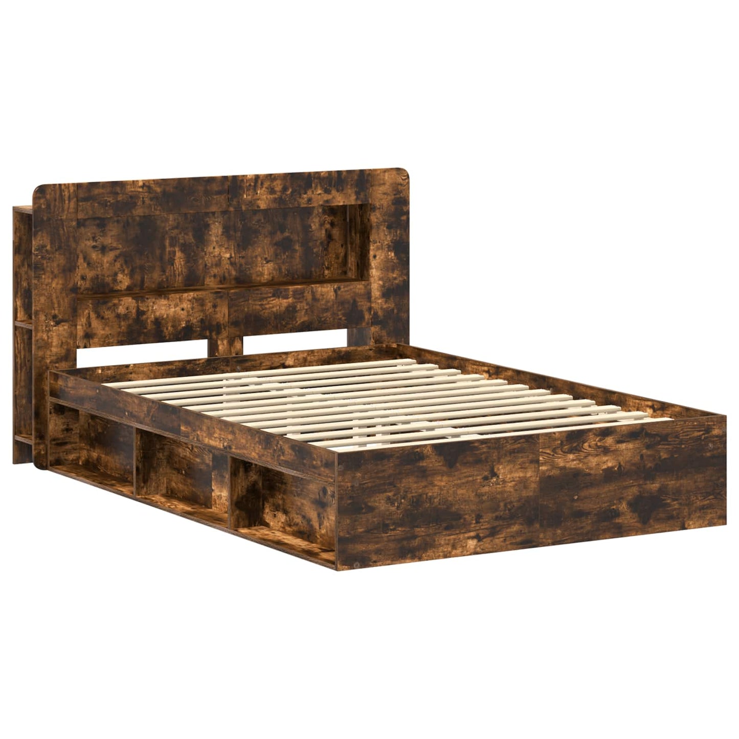 vidaXL Bed Frame with Storage Smoked Oak 140 x 190 cm Engineered Wood