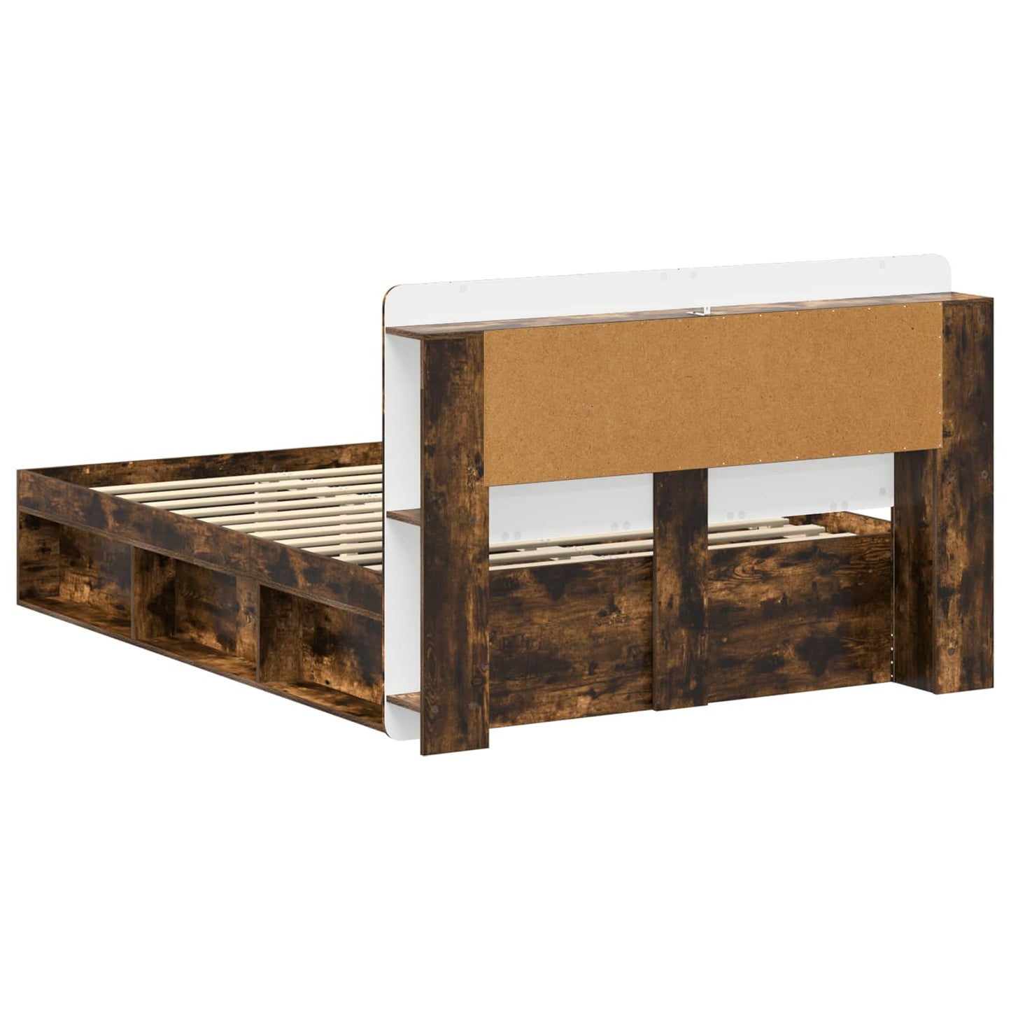 vidaXL Bed Frame with Storage Smoked Oak 140 x 190 cm Engineered Wood