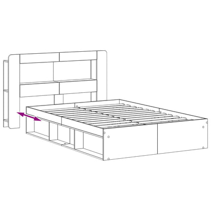 vidaXL Bed Frame with Storage Smoked Oak 140 x 190 cm Engineered Wood