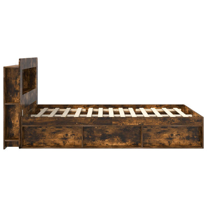 vidaXL Bed Frame with Storage Smoked Oak 140 x 190 cm Engineered Wood