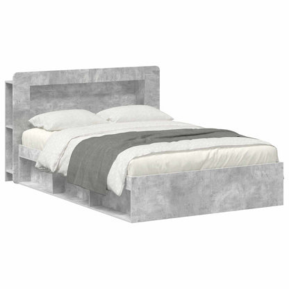 vidaXL Bed Frame with Storage Concrete Grey 140 x 200 cm