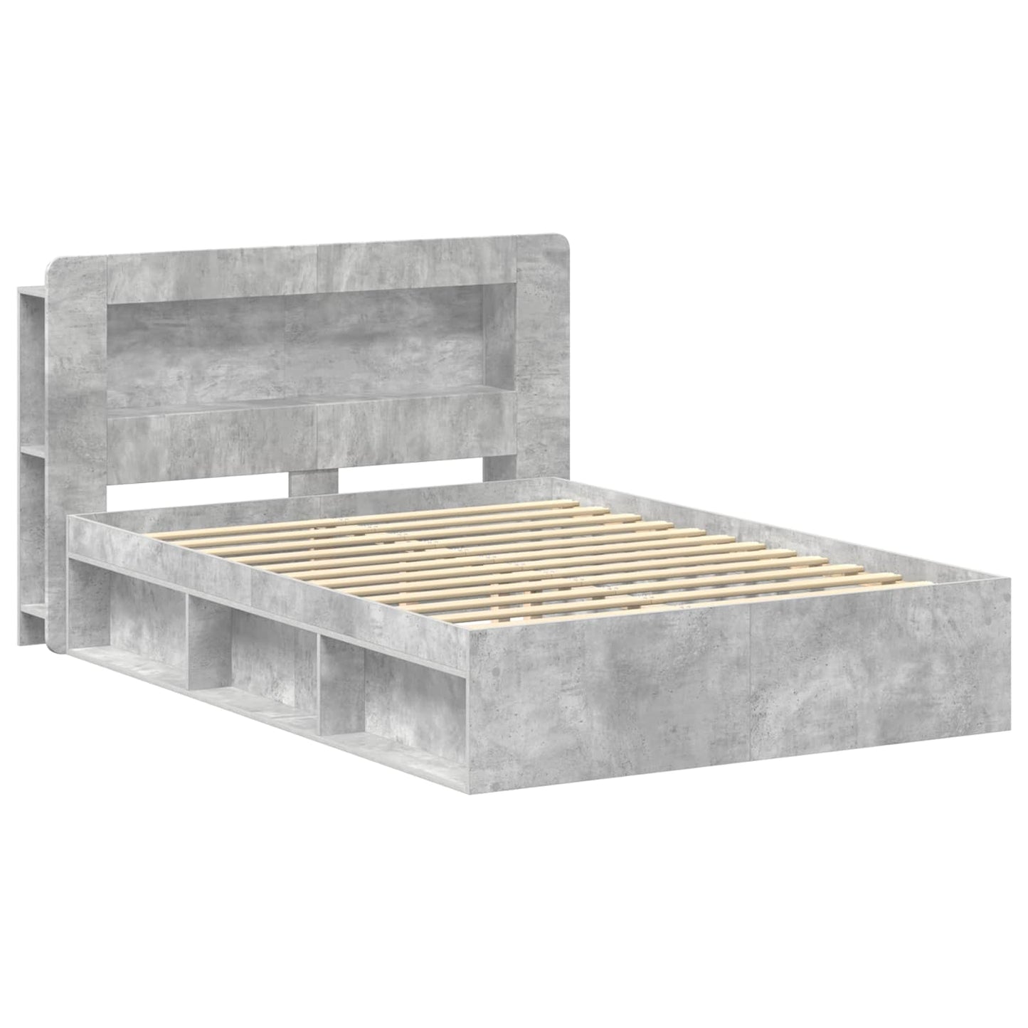 vidaXL Bed Frame with Storage Concrete Grey 140 x 200 cm