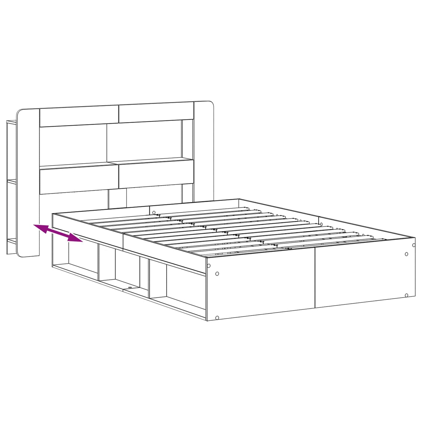 vidaXL Bed Frame with Storage Concrete Grey 140 x 200 cm