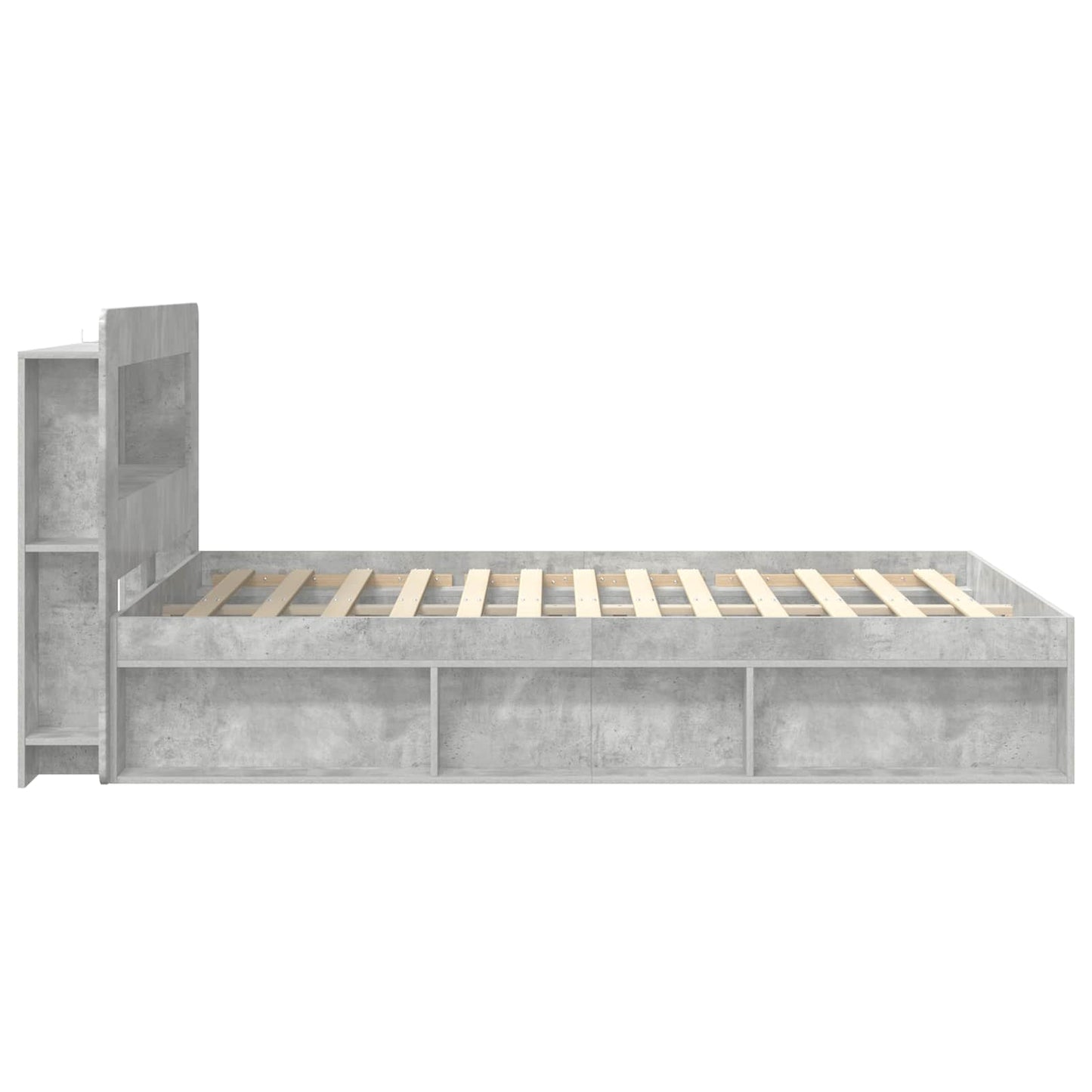vidaXL Bed Frame with Storage Concrete Grey 140 x 200 cm
