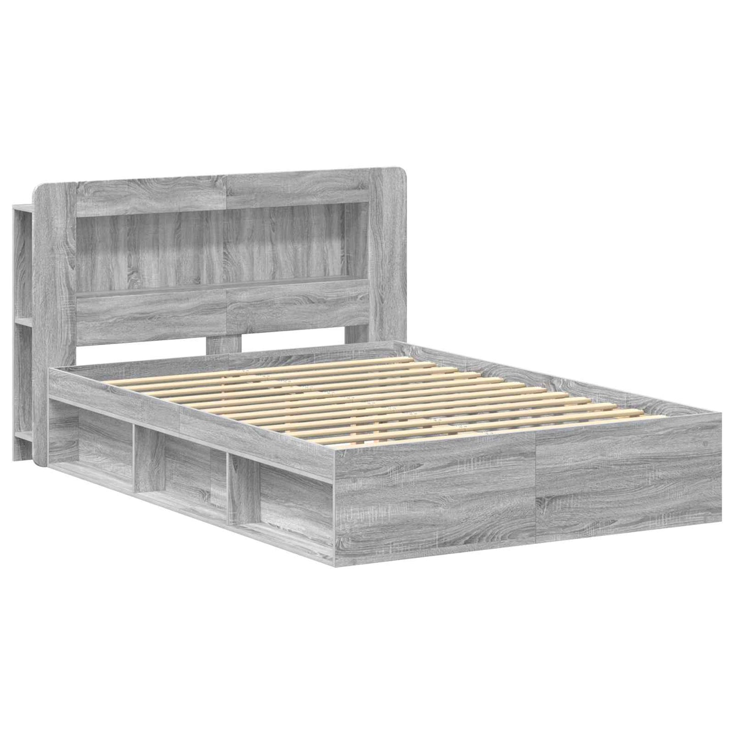 vidaXL Bed Frame with Storage Grey Sonoma 140 x 200 cm Engineered Wood