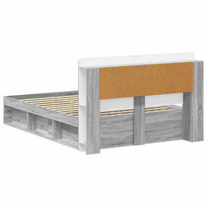 vidaXL Bed Frame with Storage Grey Sonoma 140 x 200 cm Engineered Wood