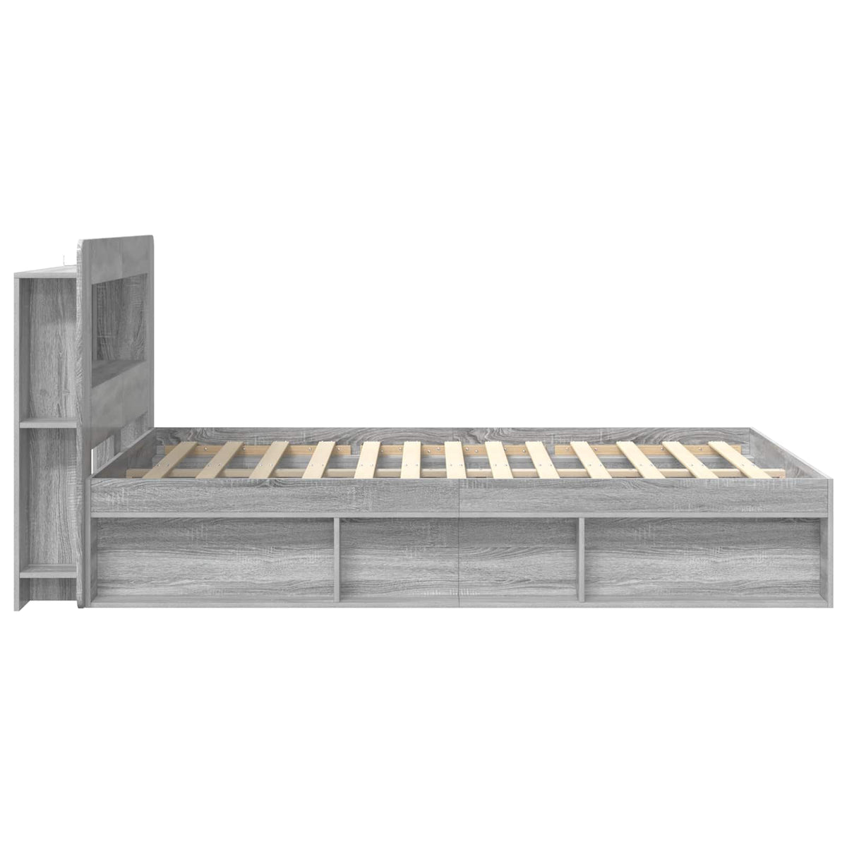 vidaXL Bed Frame with Storage Grey Sonoma 140 x 200 cm Engineered Wood