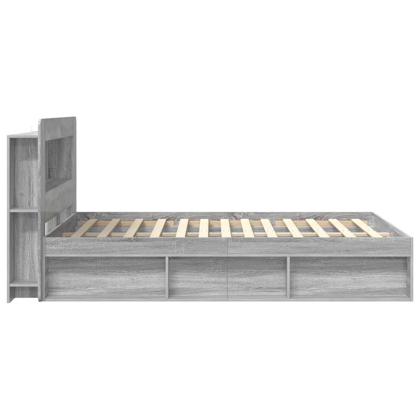 vidaXL Bed Frame with Storage Grey Sonoma 140 x 200 cm Engineered Wood