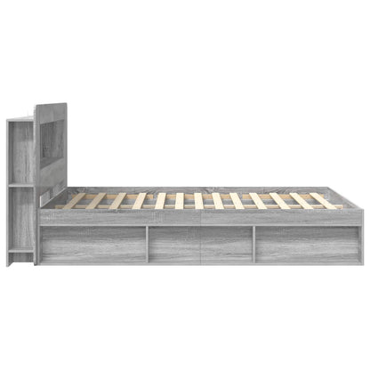 vidaXL Bed Frame with Storage Grey Sonoma 140 x 200 cm Engineered Wood
