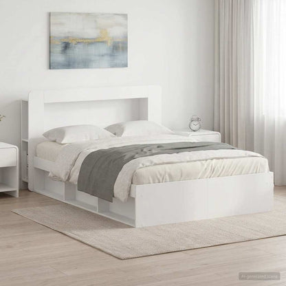vidaXL Bed Frame with Storage White 160 x 200 cm Engineered Wood