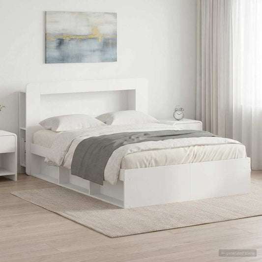 vidaXL Bed Frame with Storage White 160 x 200 cm Engineered Wood