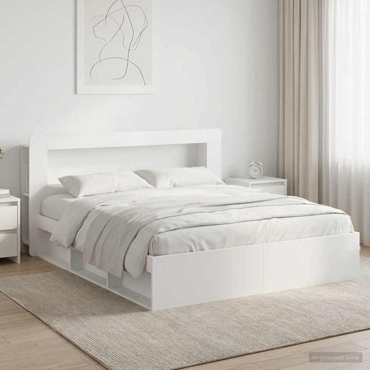 vidaXL Bed Frame with Storage White 180 x 200 cm Engineered Wood