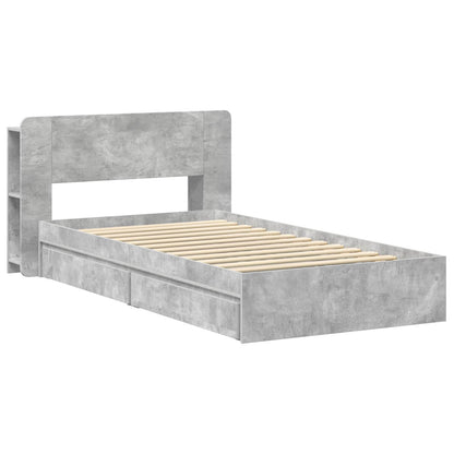 vidaXL Bed Frame with Storage with Drawer Concrete Grey 75 x 190 cm