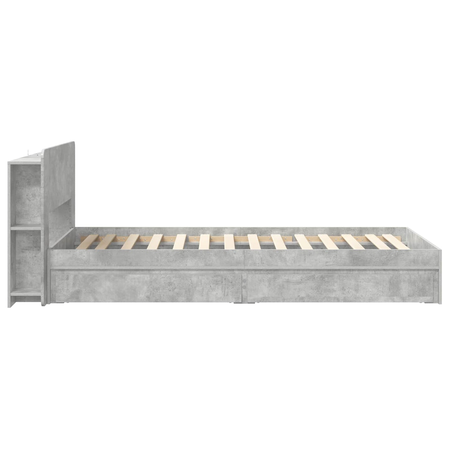 vidaXL Bed Frame with Storage with Drawer Concrete Grey 75 x 190 cm