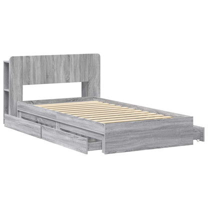 vidaXL Bed Frame with Storage Grey Sonoma 75 x 190 cm Engineered Wood
