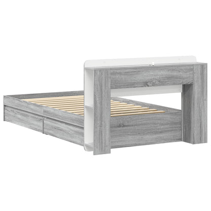vidaXL Bed Frame with Storage Grey Sonoma 75 x 190 cm Engineered Wood