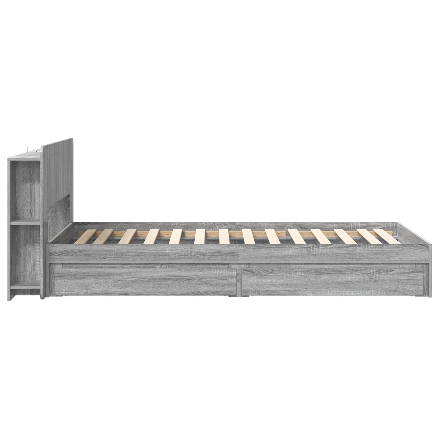 vidaXL Bed Frame with Storage Grey Sonoma 75 x 190 cm Engineered Wood