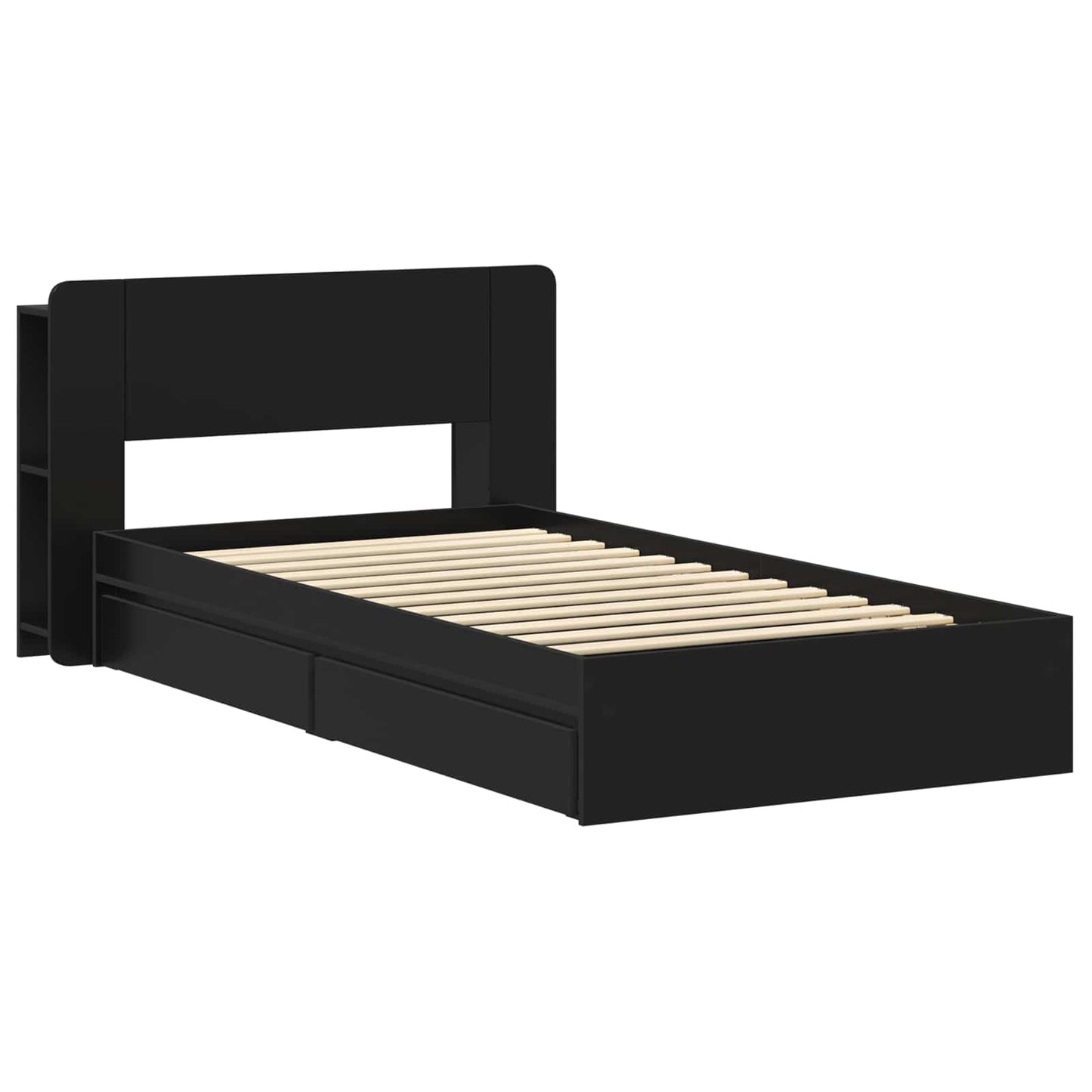 vidaXL Bed Frame with Storage Black 90 x 190 cm Engineered Wood