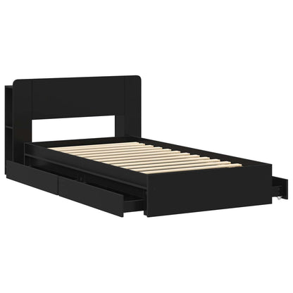 vidaXL Bed Frame with Storage Black 90 x 190 cm Engineered Wood