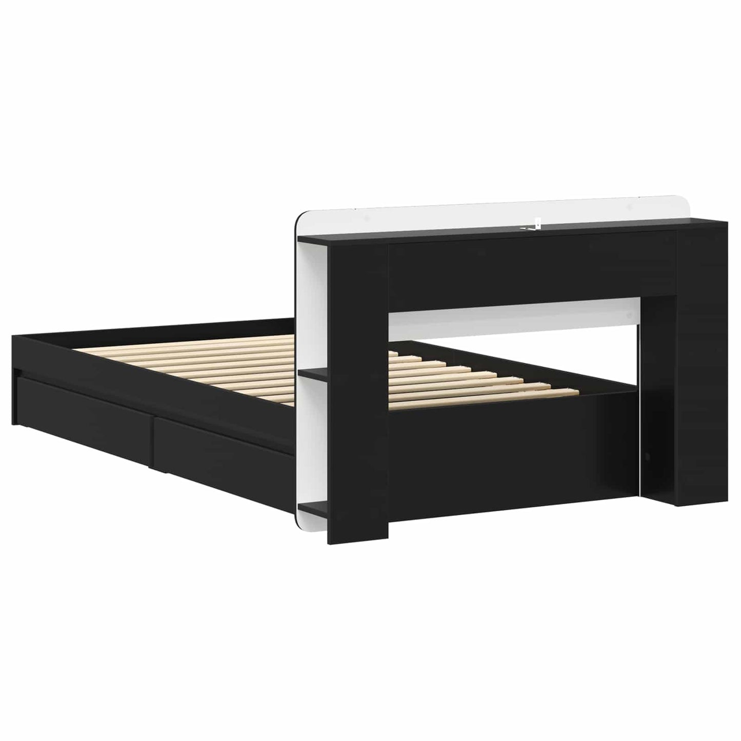 vidaXL Bed Frame with Storage Black 90 x 190 cm Engineered Wood