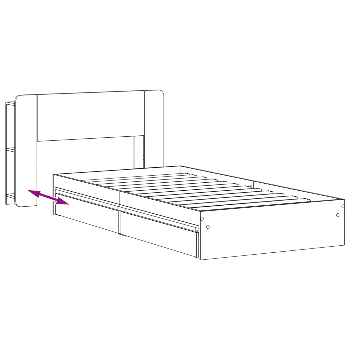 vidaXL Bed Frame with Storage Black 90 x 190 cm Engineered Wood