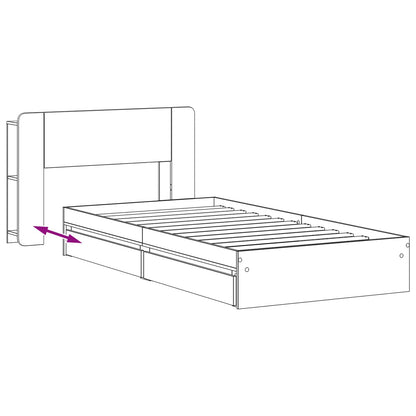 vidaXL Bed Frame with Storage Black 90 x 190 cm Engineered Wood