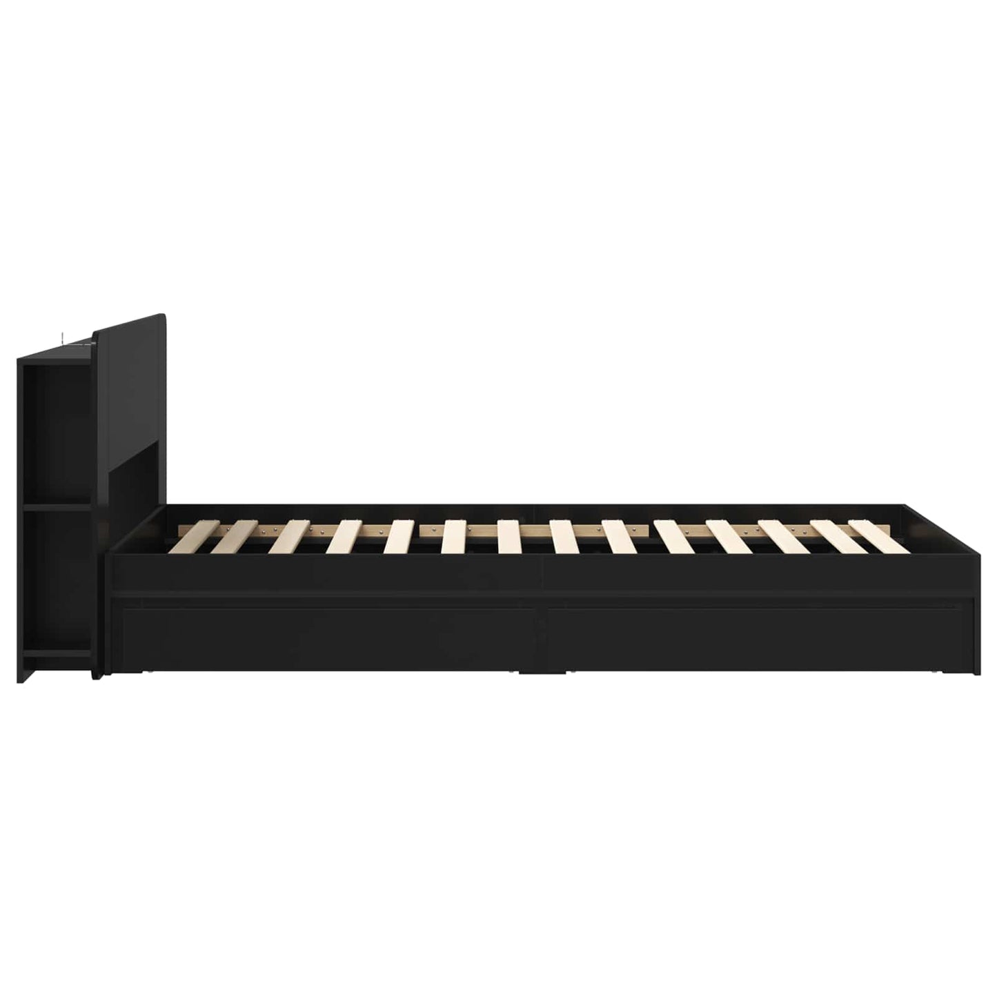 vidaXL Bed Frame with Storage Black 90 x 190 cm Engineered Wood