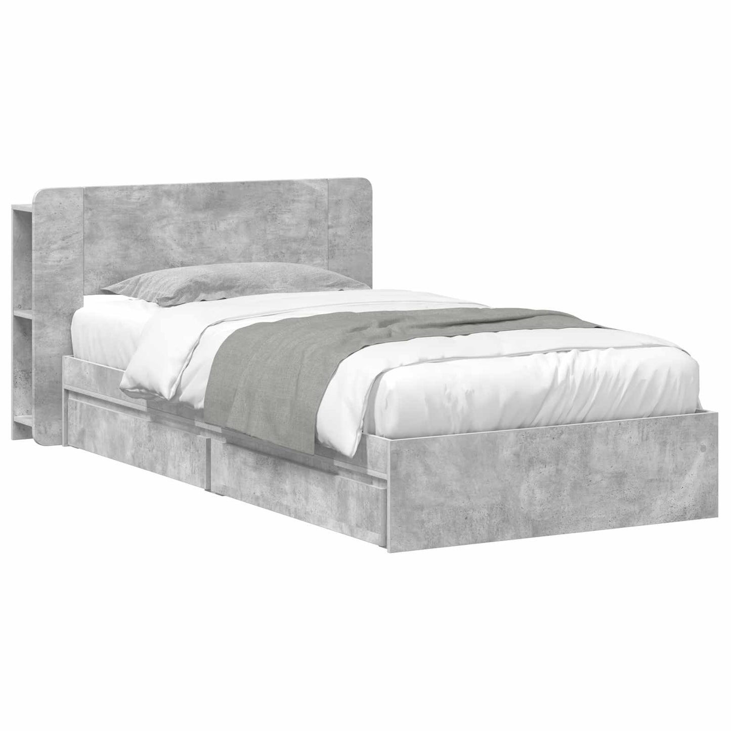 vidaXL Bed Frame with Storage with Drawer Concrete Grey 90 x 190 cm
