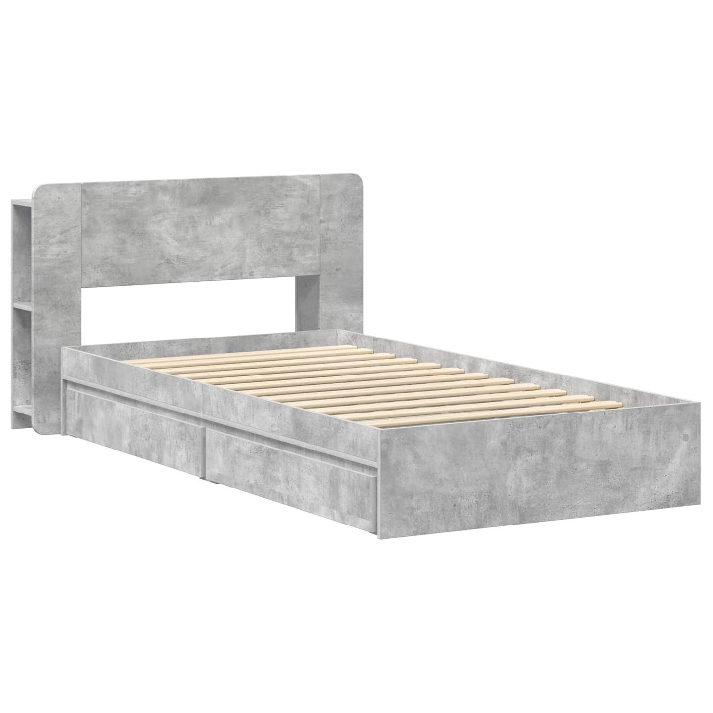 vidaXL Bed Frame with Storage with Drawer Concrete Grey 90 x 190 cm