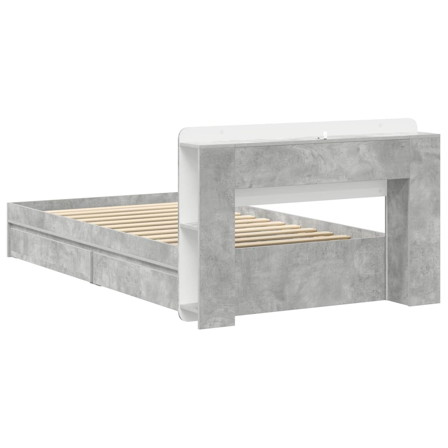 vidaXL Bed Frame with Storage with Drawer Concrete Grey 90 x 190 cm