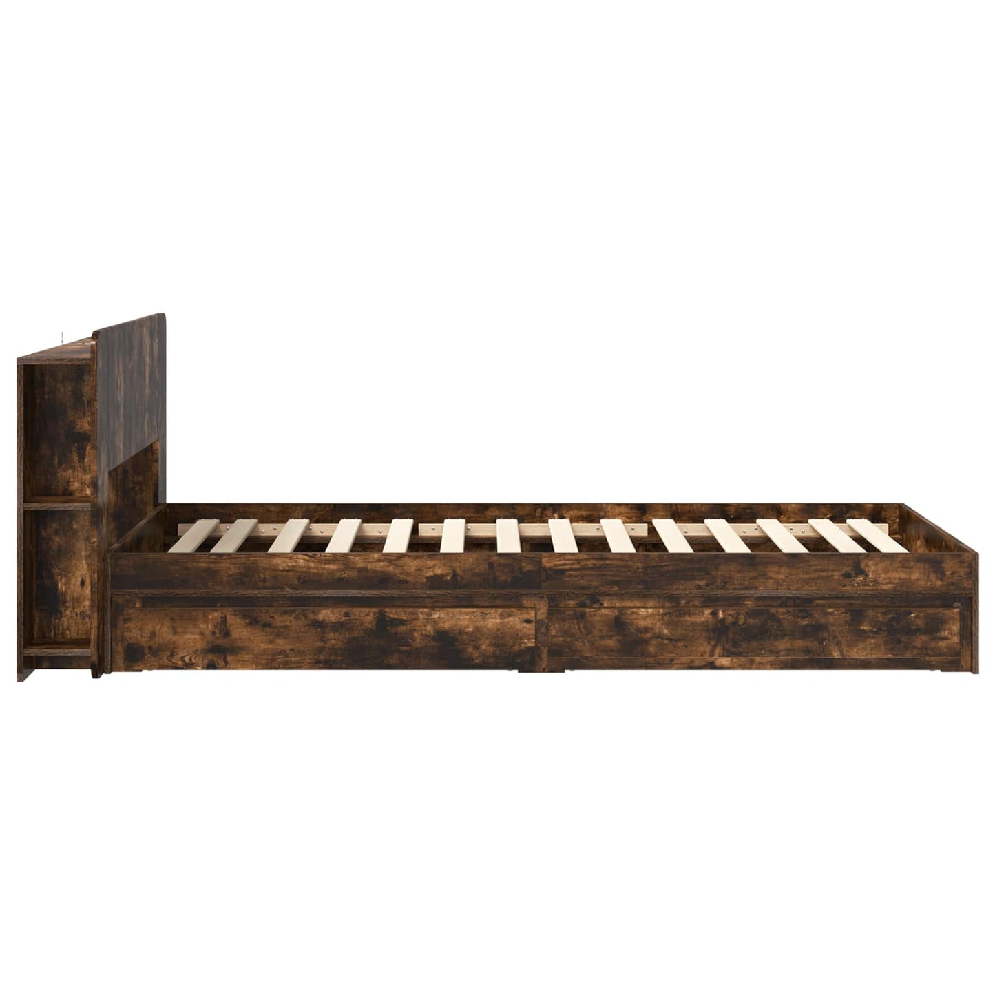 vidaXL Bed Frame with Storage Smoked Oak 90 x 190 cm Engineered Wood