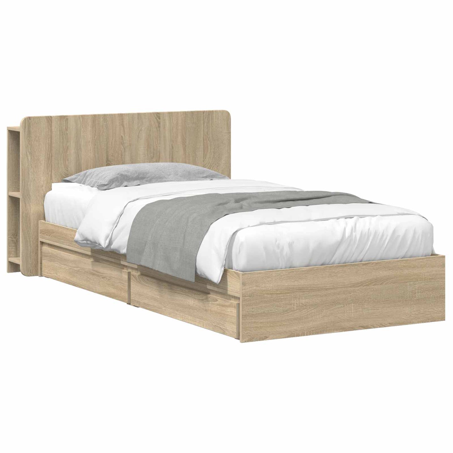vidaXL Bed Frame with Storage Sonoma Oak 90 x 190 cm Engineered Wood