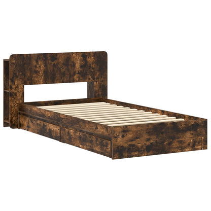 vidaXL Bed Frame with Storage Smoked Oak 100 x 200 cm Engineered Wood