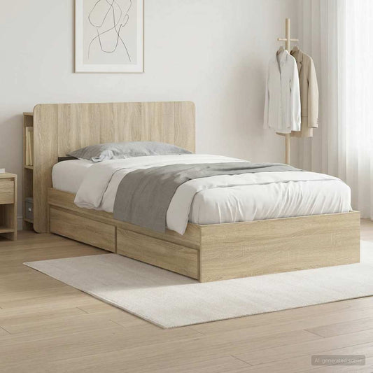 vidaXL Bed Frame with Storage Sonoma Oak 100 x 200 cm Engineered Wood