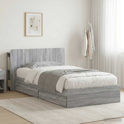 vidaXL Bed Frame with Storage Grey Sonoma 90 x 200 cm Engineered Wood