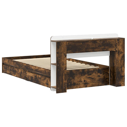 vidaXL Bed Frame with Storage Smoked Oak 90 x 200 cm Engineered Wood
