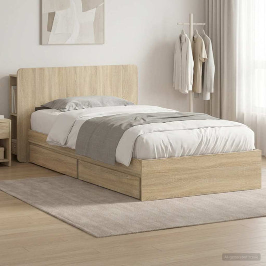 vidaXL Bed Frame with Storage Sonoma Oak 90 x 200 cm Engineered Wood