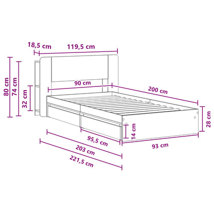 vidaXL Bed Frame with Storage Sonoma Oak 90 x 200 cm Engineered Wood