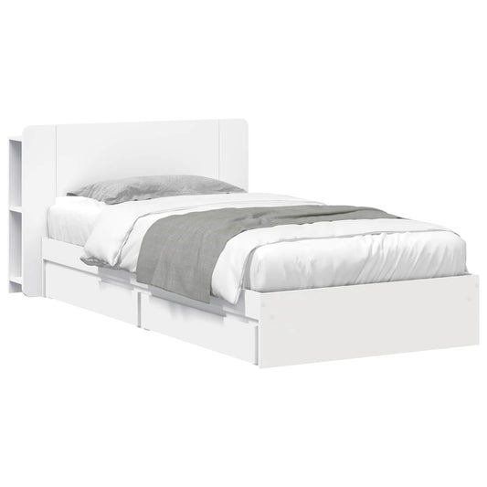 vidaXL Bed Frame with Storage White 90 x 200 cm Engineered Wood