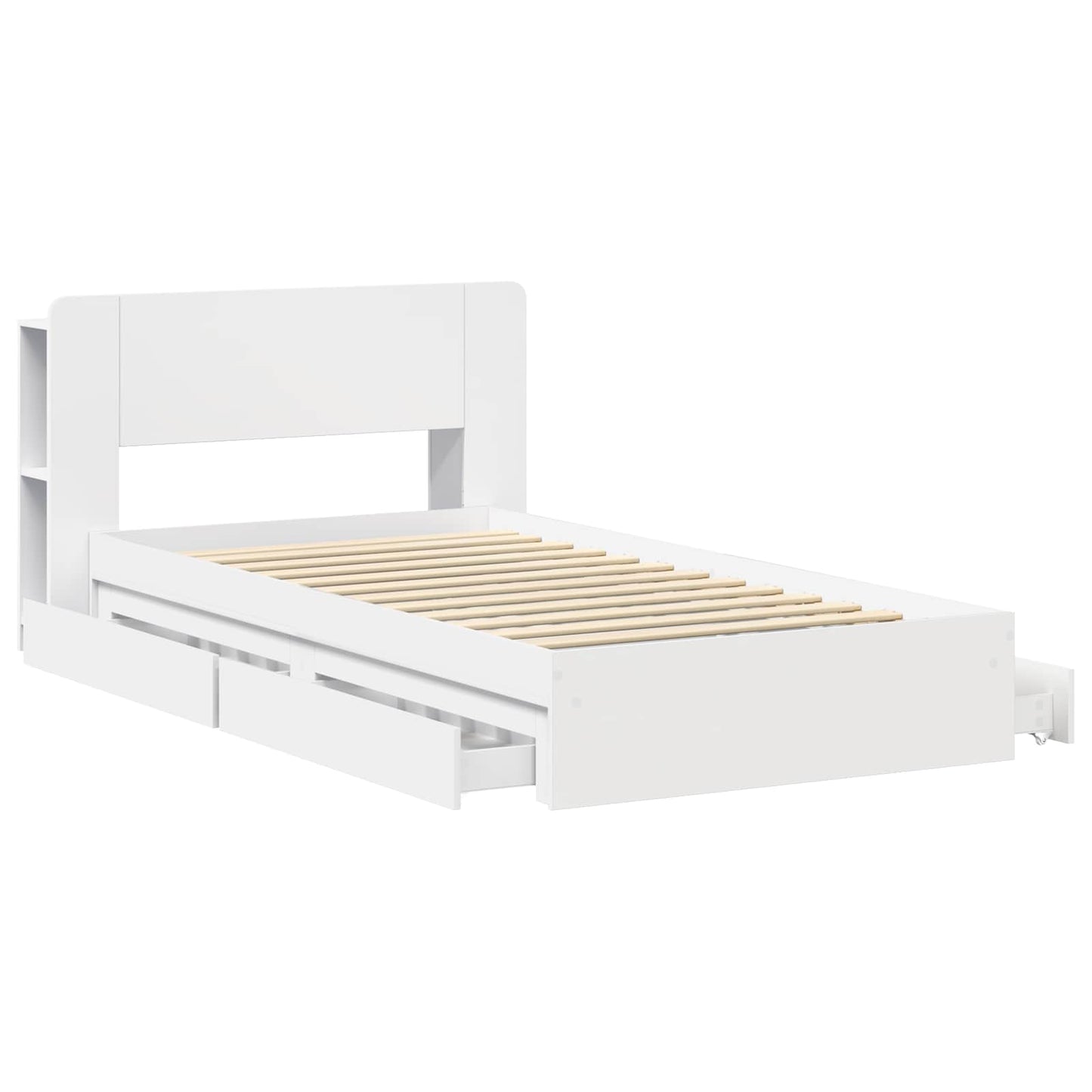 vidaXL Bed Frame with Storage White 90 x 200 cm Engineered Wood