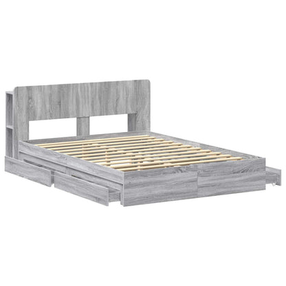 vidaXL Bed Frame with Storage Grey Sonoma 140 x 200 cm Engineered Wood