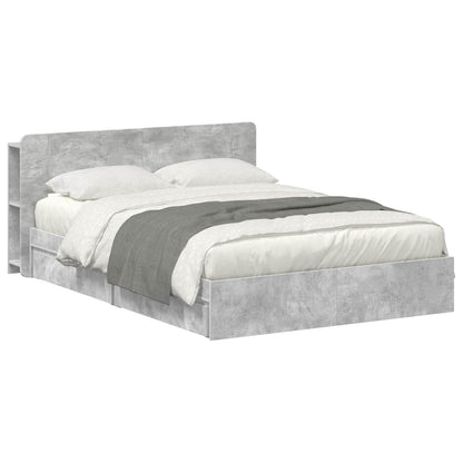 vidaXL Bed Frame with Storage with Drawer Concrete Grey 150 x 200 cm
